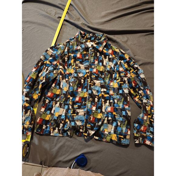 Christopher & Banks Jacket Women’s XL Corduroy Multi Color Button Front Vintage - Picture 1 of 11